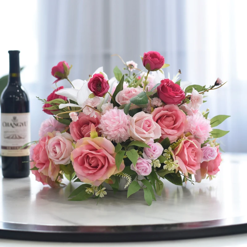 

High-End Hotel Private Room Large round Table Center Artificial Flower Dining Table Decoration Flower Arrangement Fake Flower...