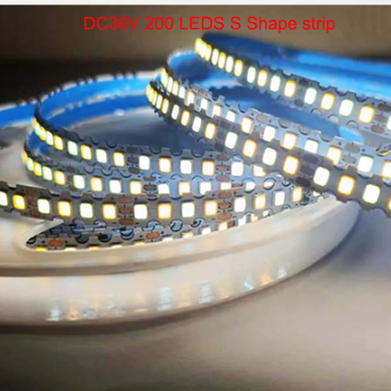 10m 36v 7mm CCT Led Strip S Shape Foldable Bendable Soft Flexible Zigzag 200 led/m 20W/M 3000k 4000k 6000k Three Color Adjust