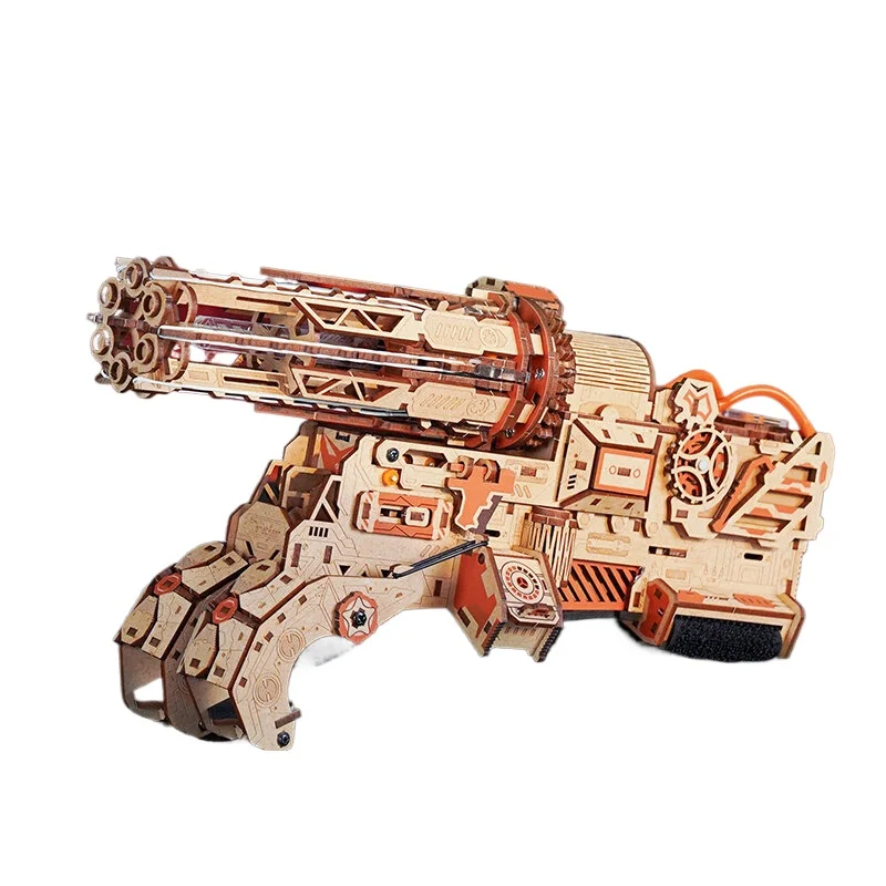 Gatling Gun 3DWooden Puzzle Model DIY Mechanical Rotating Building Kit STEM Educational Toy Creative Birthday Gift For Boys Kids