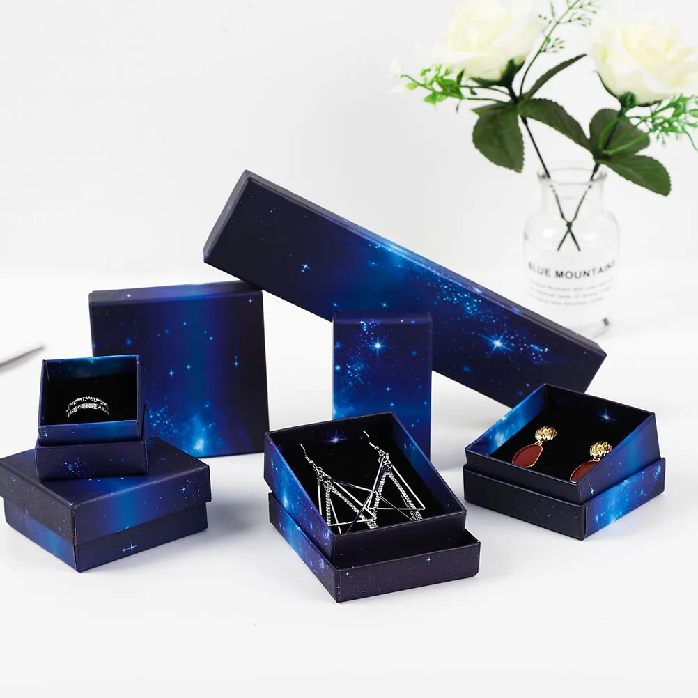 

6 Pcs Jewelry Gift Boxes Mini Necklace Ring Earring Case Cardboard Packaging Gifts for Accessories Christmas Presents