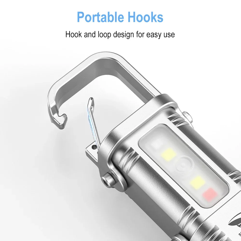 BORUiT 200LM LED Keychain Flashlight Type-C Rechargeable 400mAh Torch Work Light Waterproof Outdoor Camping Pocket Lantern