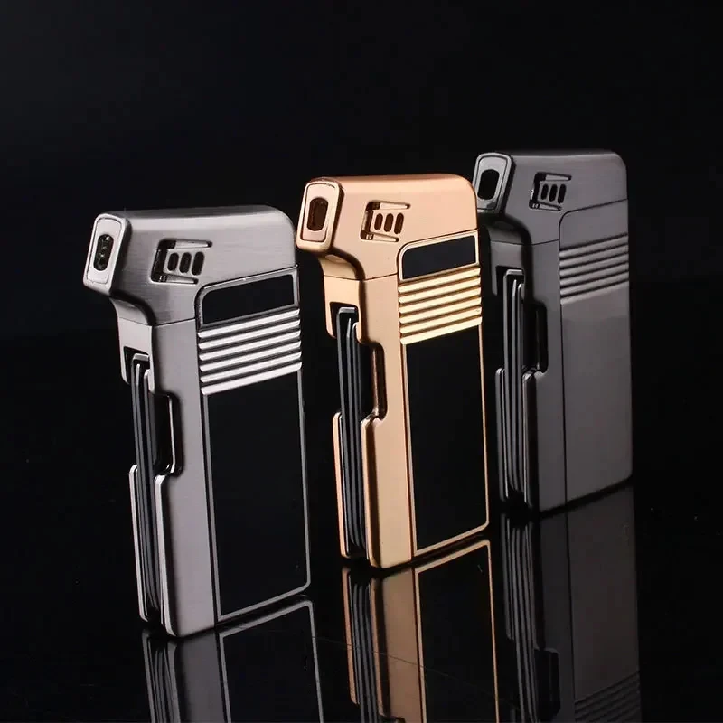 Inflatable Lighter with Cigarette Knife Press Stick Through Needle Oblique Fire Lighter Retro Pipe Special Multifunctional