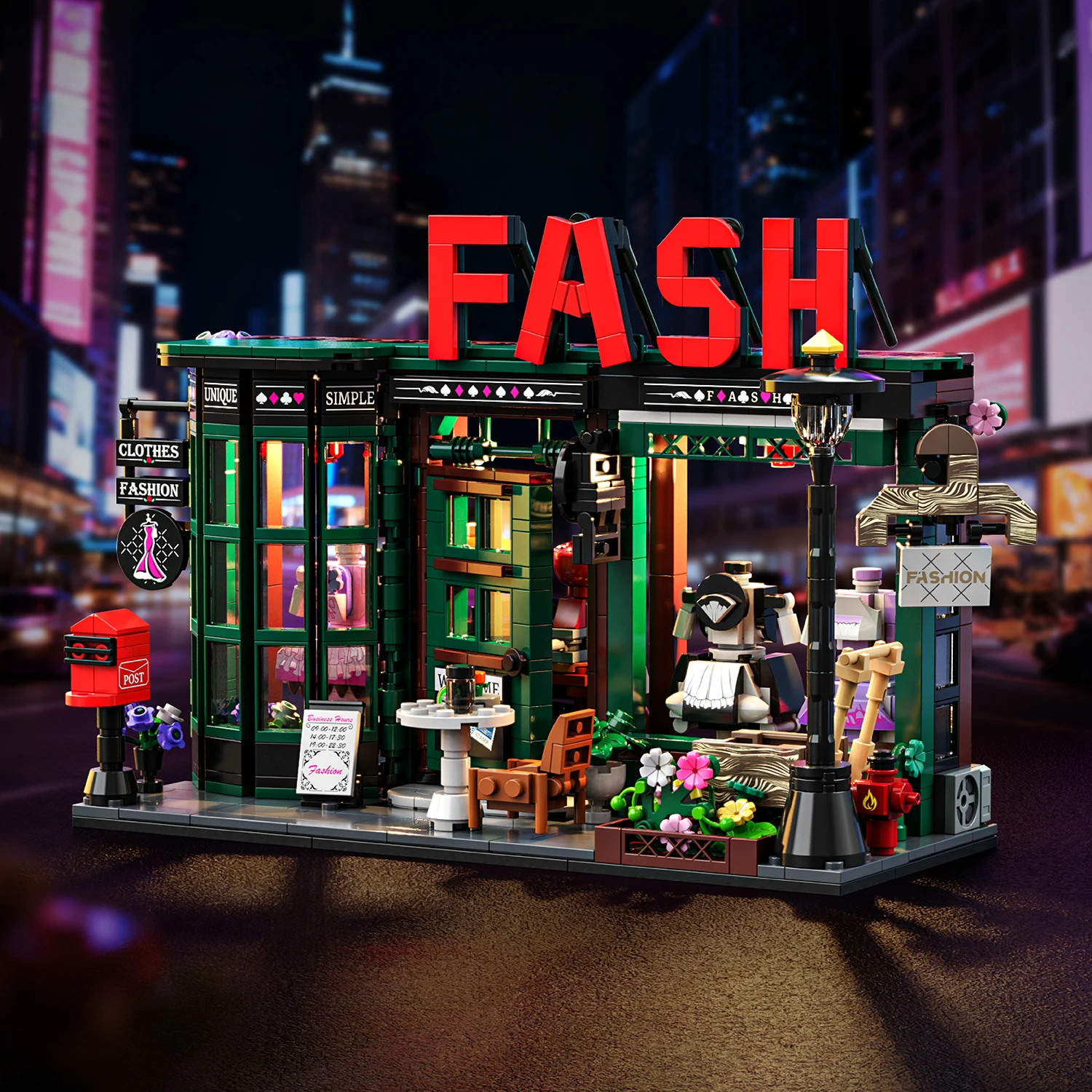 MOC Retro European Fashion Clothing Store Architettura Building Blocks Set Fashion Shop House Giocattolo fai da te per bambini Regalo di compleanno