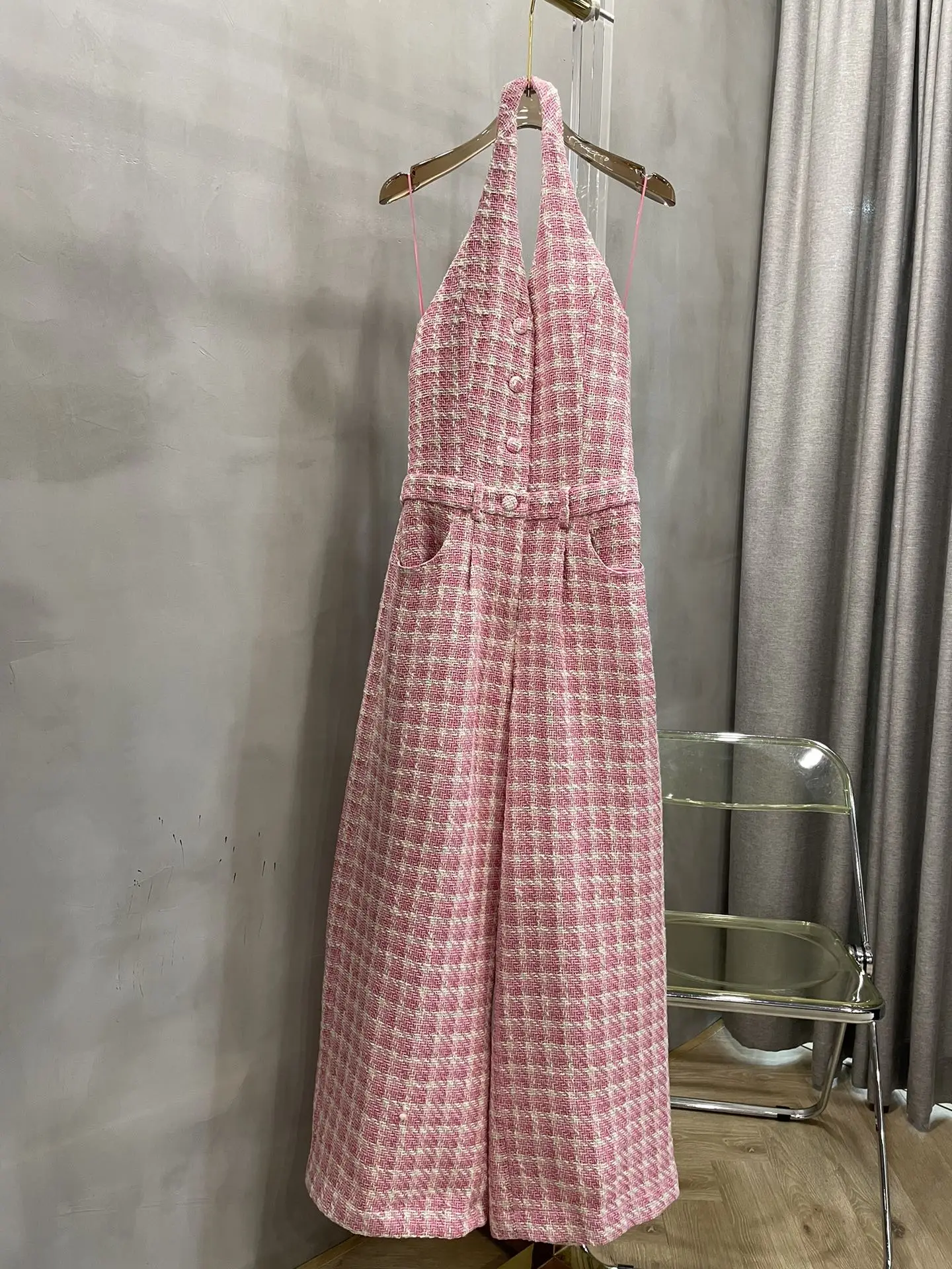 

2024 Women's Clothing plaid tweed jumpsuit Spring Summer New No.45