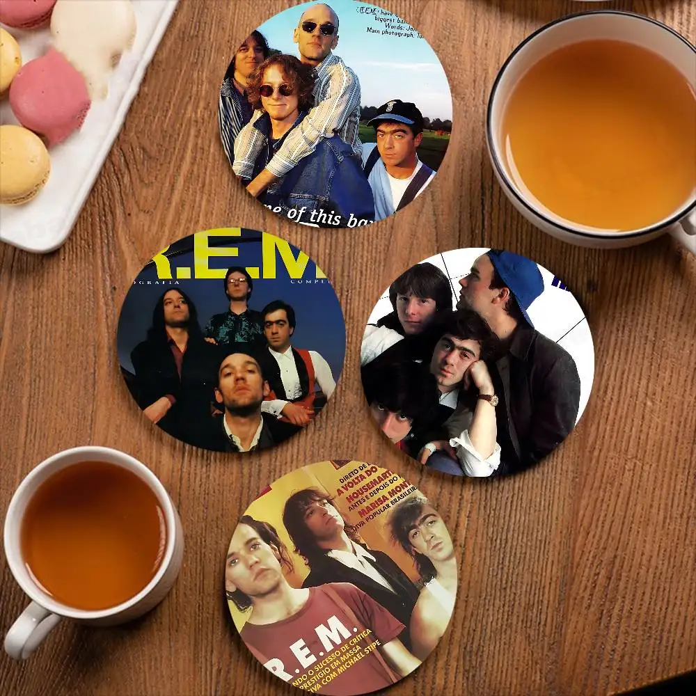 Vintage Singer Rock R-REM Band Wood Coaster Set - Heat Resistant for Tea & Coffee, Home Cafe Decor Holiday Gift