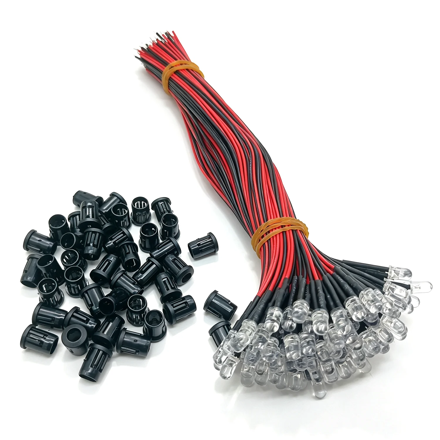 DC 3V 6V 12V pre wired 3mm 5mm LED pre wired LED transparent warm white yellow blue green white red 6 colors x 60 pieces