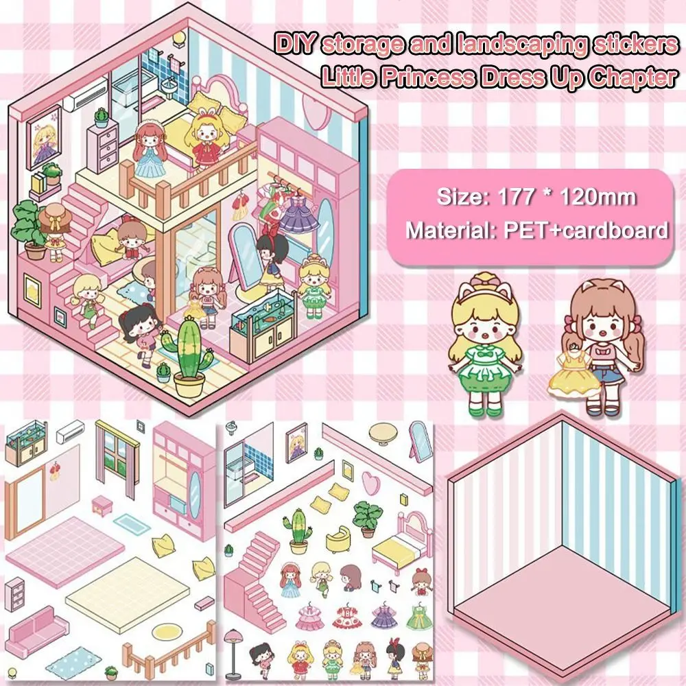 Adesivi paesaggistici 3D cartoni animati Cute Princess Capibara Adesivi paesaggistici in miniatura antistress Adesivo scena cabina tascabile fai da te