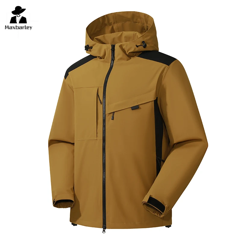 Trekking Jacket Men's Autumn New Fashion Splicing Design Waterproof Windbreaker Women's Outdoor Sports Breathable Hooded Coat