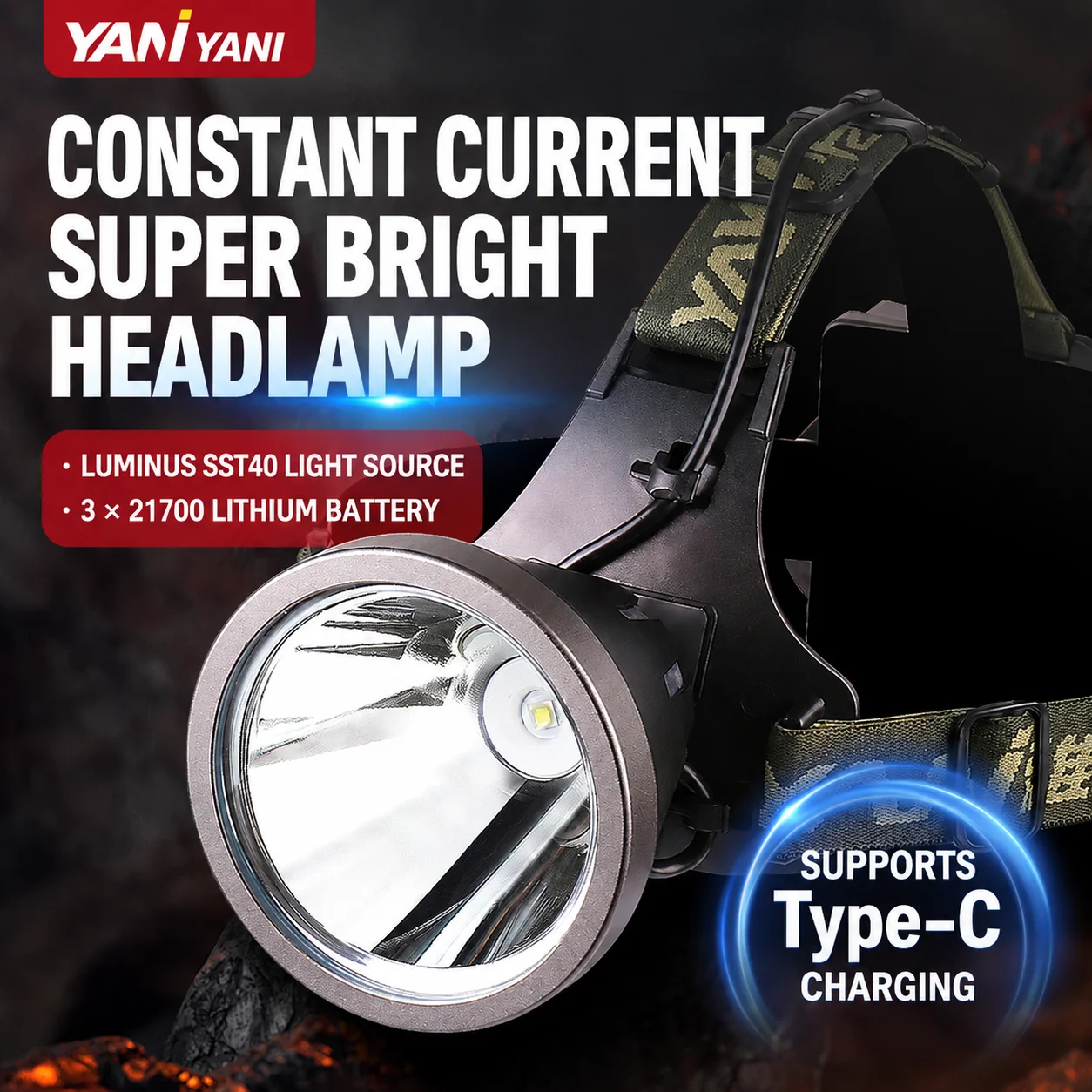 Rechargeable Super Bright 760SPro LED Headlamp, High Power Wide Beam Head Light for Outdoor, Mining, Work