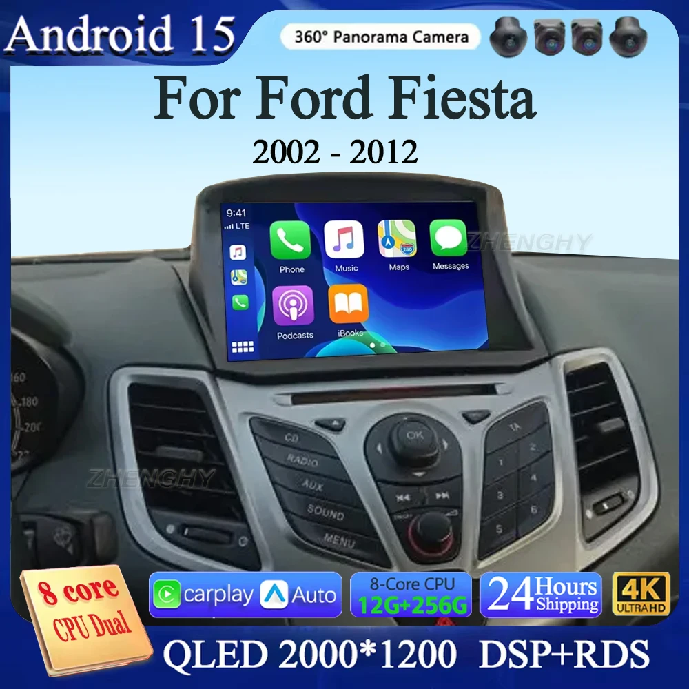 

Android 15 беспроводной Carplay и автоматический автомобильный радиоприемник для Ford Fiesta 2009-2018 навигация GPS DSP Carplay мультимедийный видеоплеер стерео