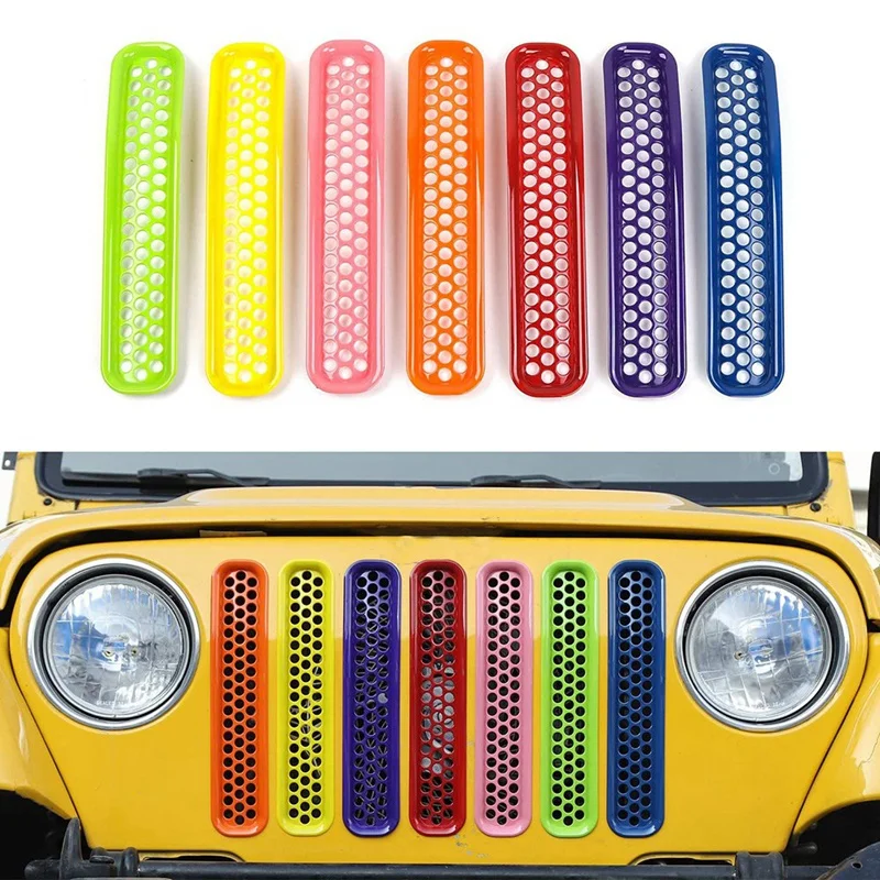 Front Grill Honeycomb Mesh Inserts Clip-In Grille Guard For Jeep Wrangler TJ & Unlimited 1997-2006 Colorful