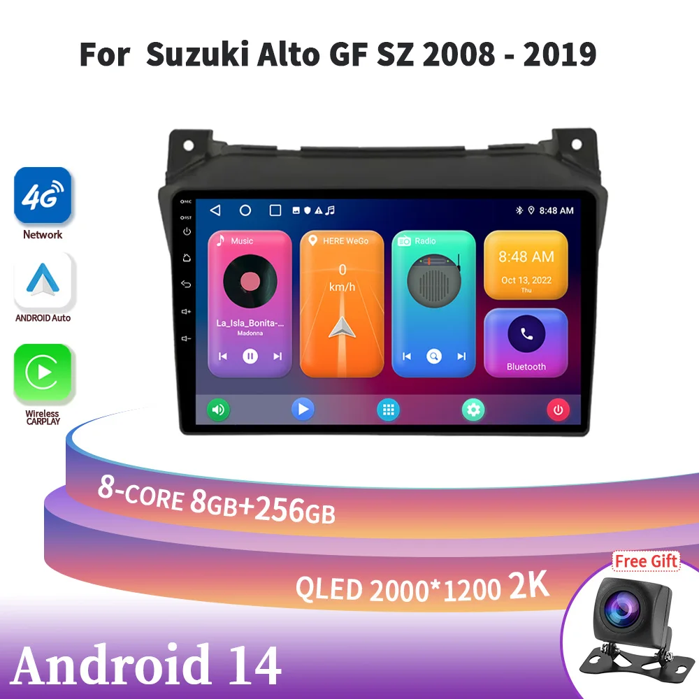 

Android 14 For Suzuki Alto GF SZ 2008-2019 Wireless Carplay Stereo Car Radio Screen Multimedia Navigation Head Unit 2 DIN GPS