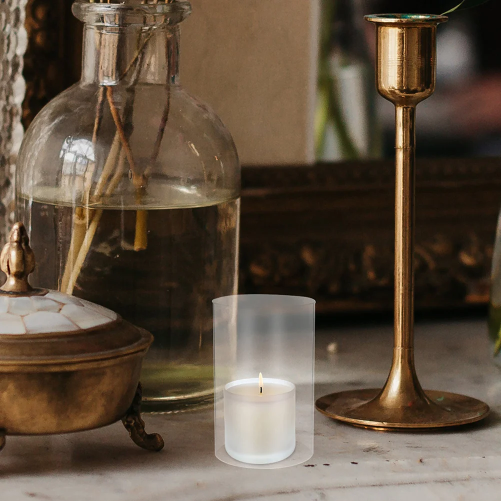 

Clear Glass Hurricane Holder Sleeve 6x4inch Transparent Windproof Cylinder for Home Decor Wedding Party Elegant