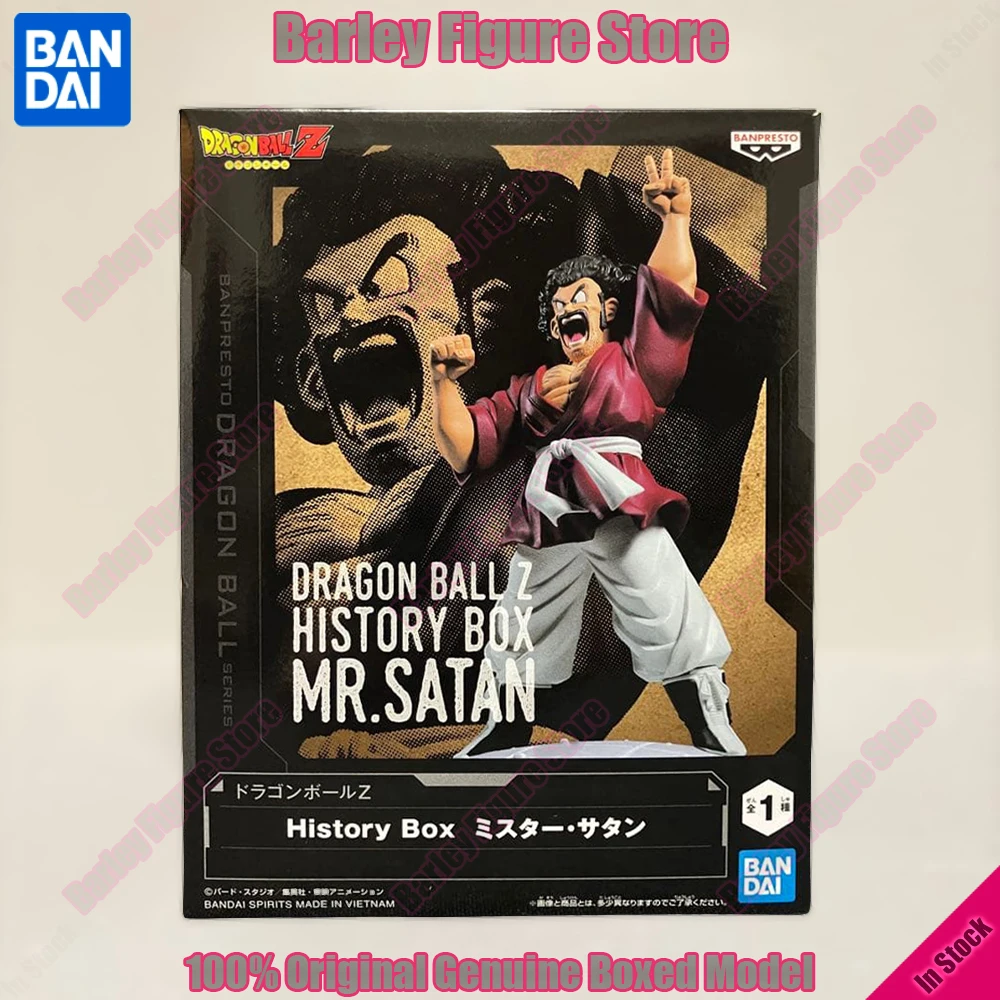Figura de Acción Original de Banpresto, Dragon Ball Z, Mr. Satan, History Box, Diorama de 15 cm, Pose de Ganador Confundido, Figura de Anime, Regalo