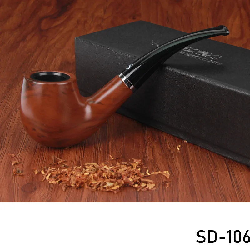 Resin Ebony Tobacco Pipe Retro Bakelite Bending Filter Pipe Potable Handheld Smoking Pipe Cigarette Accessories Men's Gifts