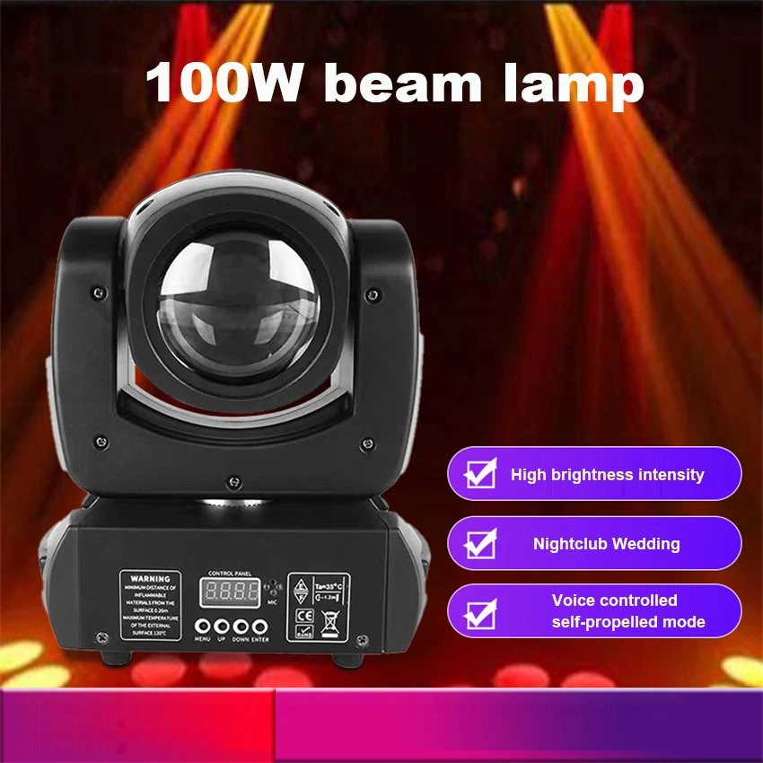 Moving Head LED 100W Beads Beam DMX Light WIth 18 Prism Rotating Prism Effect Sound Arrive For DJ Party Club Event