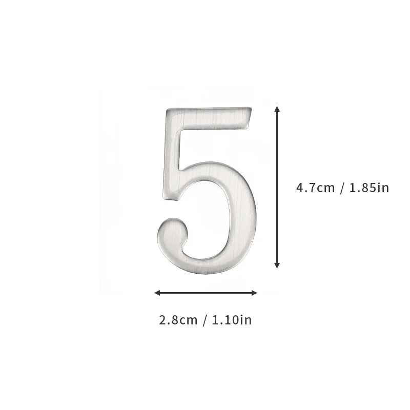 Türnummer aus Aluminiumlegierung mit selbstklebender Rückseite, 5 x 3 cm, silberne Hausnummer, Wohnungstürnummer für den Außenbereich, Hotel, Zuhause, Briefkasten – Detail 11