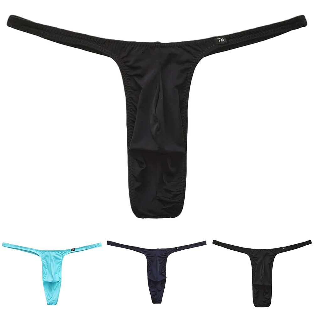 

Men Sexy Briefs Underwear Ice Silk G-string Thongs Low Rise Bulge Pouch T-back Underwear Gay Brief T-pants Thong Underpant