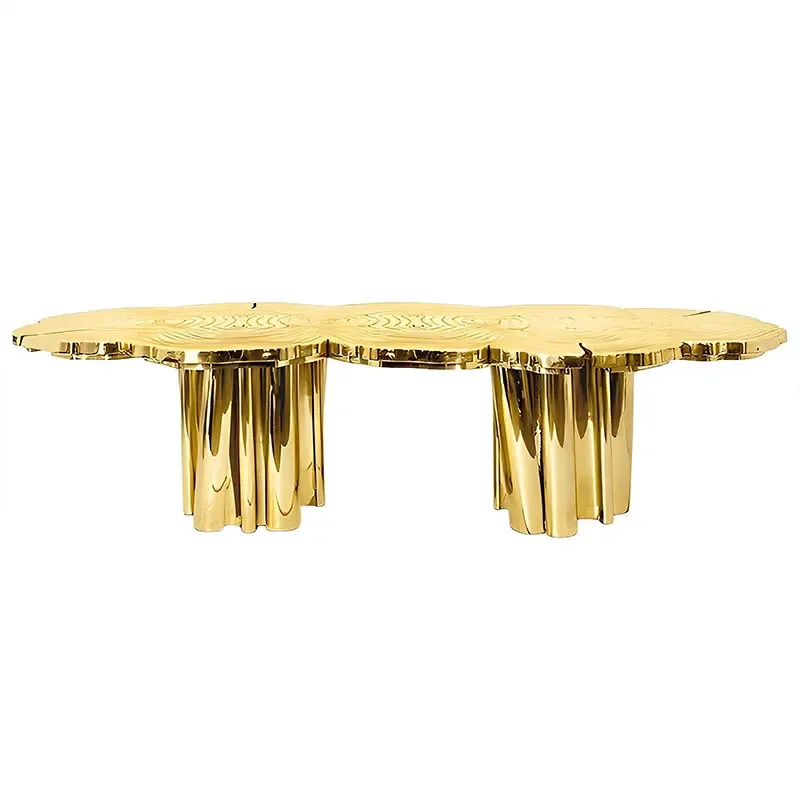 Italiaanse lichte luxe eettafel roestvrijstalen designer onregelmatig gevormde villa high-end kunst eettafel