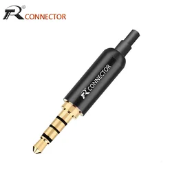 Adaptador de auriculares chapado en oro, conector de aluminio de 3,5mm, 4 polos, con abrazaderas de enchufe trasero, Clip de Cable para auriculares estéreo DIY, 1 ud.