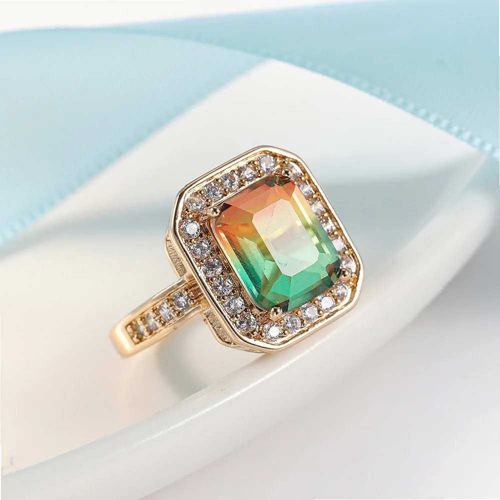 Tourmaline Crystal Ring for Women, Emerald Red Zircon Jewelry Gift, Creative Dainty Ring(68 characters)