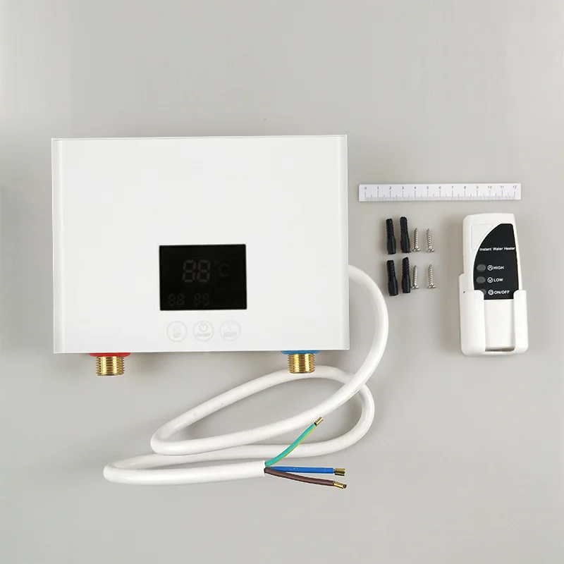 -For 110V 220V  Water Heater Bathroom Kitchen Wall Mounted Electric Water Heater LCD Temperature Display with Remote Control*