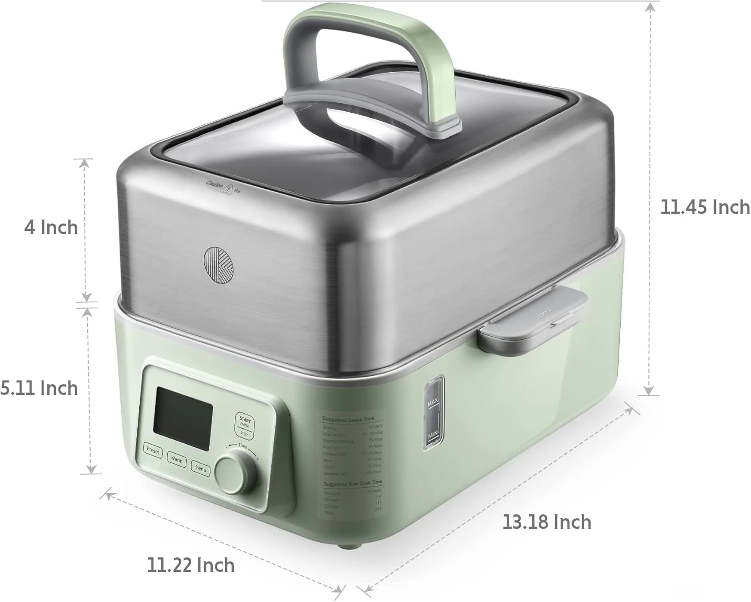 G563 5-Quart Electric Food Steamer for Cooking, One Touch Vegetable Steamer, Digital Multifunctional Steamer, Quick Stea