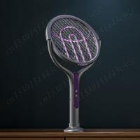 2800V Electric Mosquito Killer Multi- Angle Adjustable Rotating Electric Fly Swatter Rechargeable Handheld Bug Zapper for Indoor