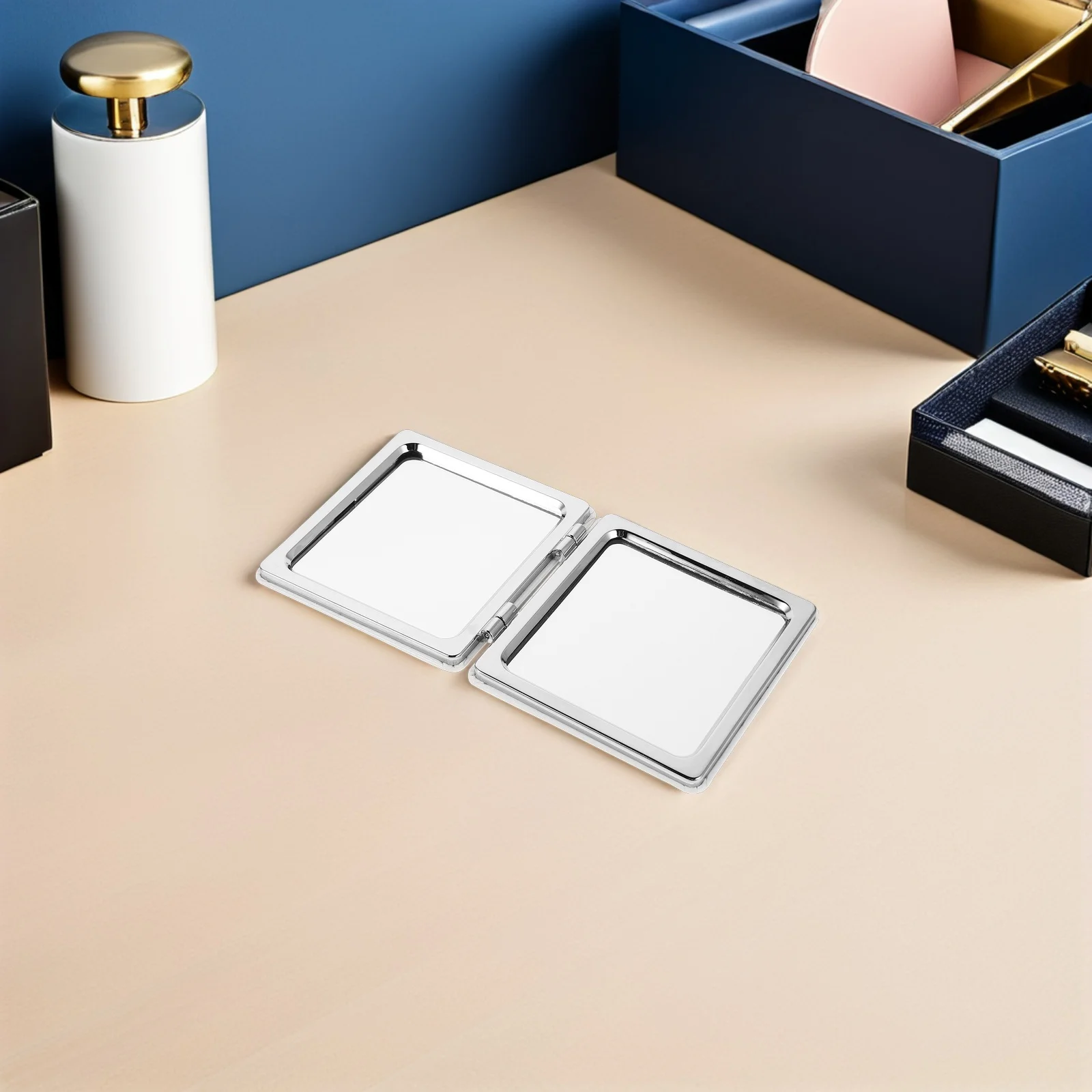 Petit miroir de vanité de voyage pliable et Compact pour femmes, Portable, verre ABS PU, précision double face