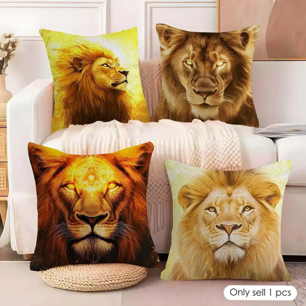 

Чехол для подушки Cool Lion, мягкий коротковорсовый плюш, наволочка для диванной подушки, с невидимой молнией, пылезащитный, декоративный чехол для подушки