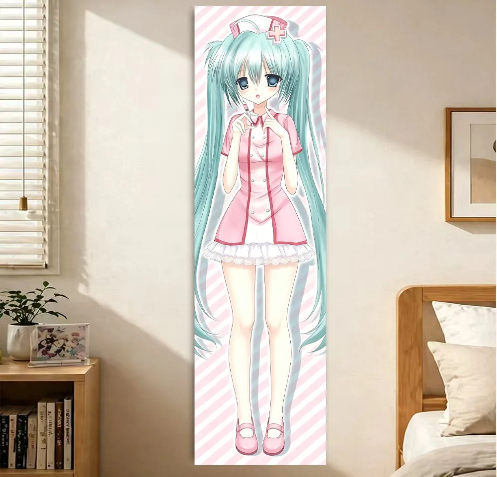 M-Mikus Floating in the Deep Sea Tapestry Anime Blue Twintails Girl Large Long Tapestry Suitable For Bedroom Dorm Wall Decor