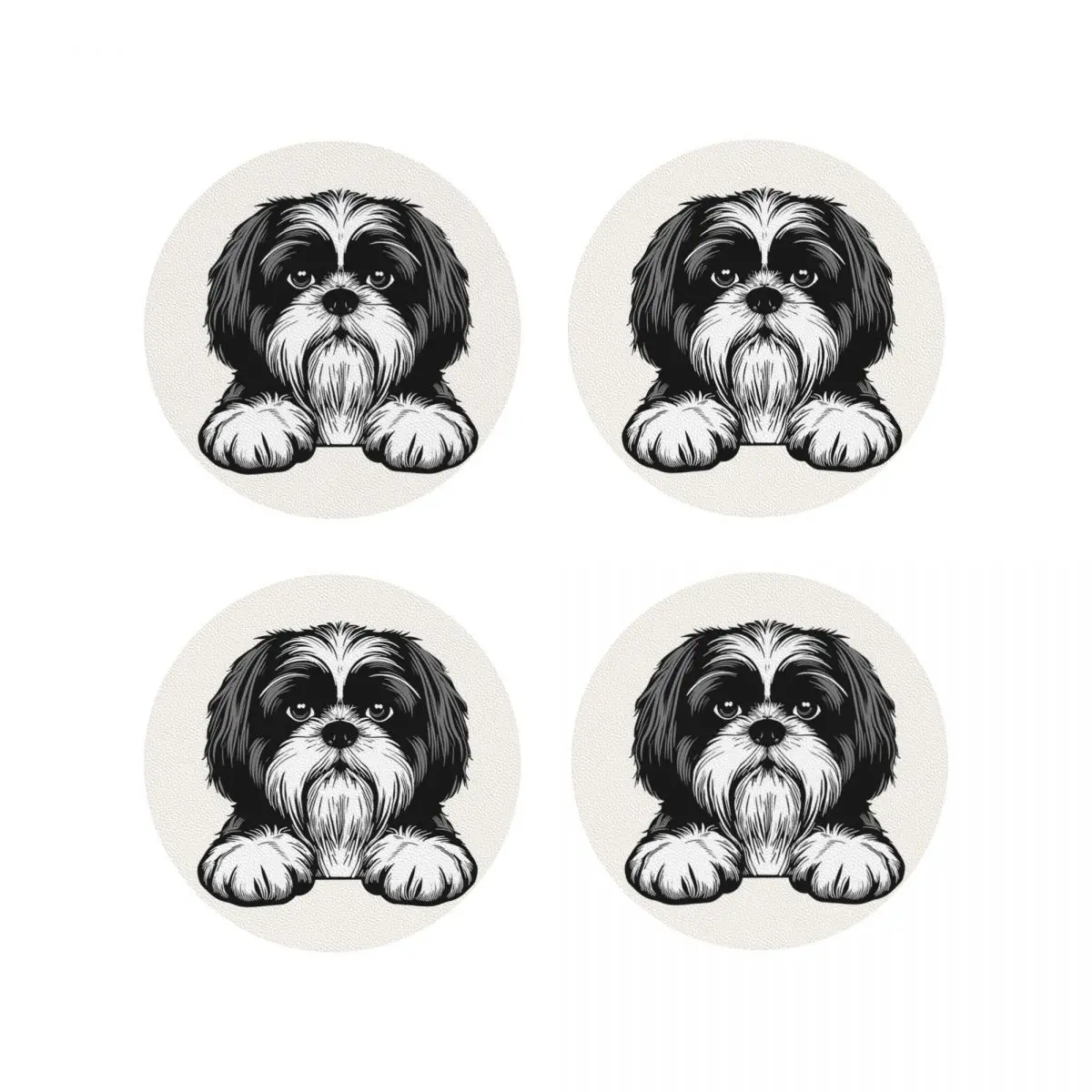 

Подставки Shih Tzu, кухонные салфетки, водонепроницаемые изоляционные коврики для чашек, кофейные коврики для декора, домашняя посуда, подушечки, набор из 4 шт.