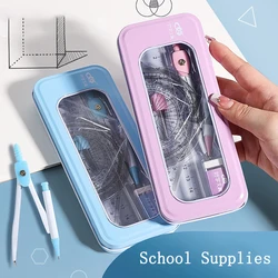 7 teile/satz Lineal Kompass Bleistift Set Geometrie Mathe Student Zeichnung Briefpapier mathematisch für Jungen Mädchen Geschenk kawaii Schul bedarf