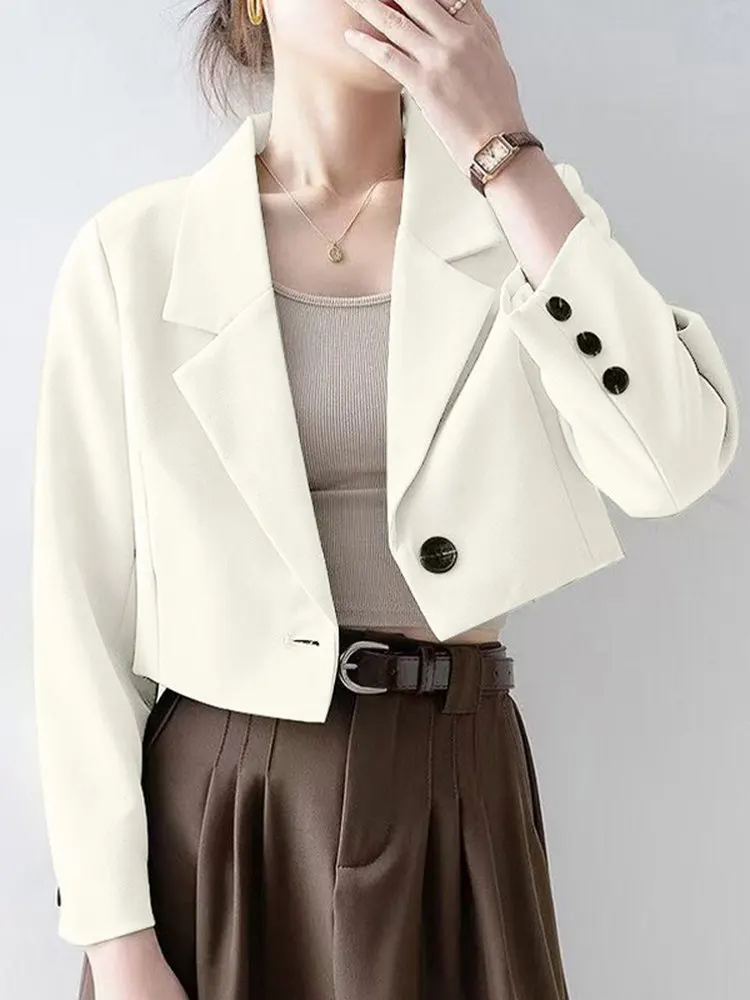 Blazer Jeugdige dameskleding Elegantie Veelzijdig Wit Korte mouwen Europese Amerikaanse stijl Eenvoudig tweed satijn met dubbele rij knopen