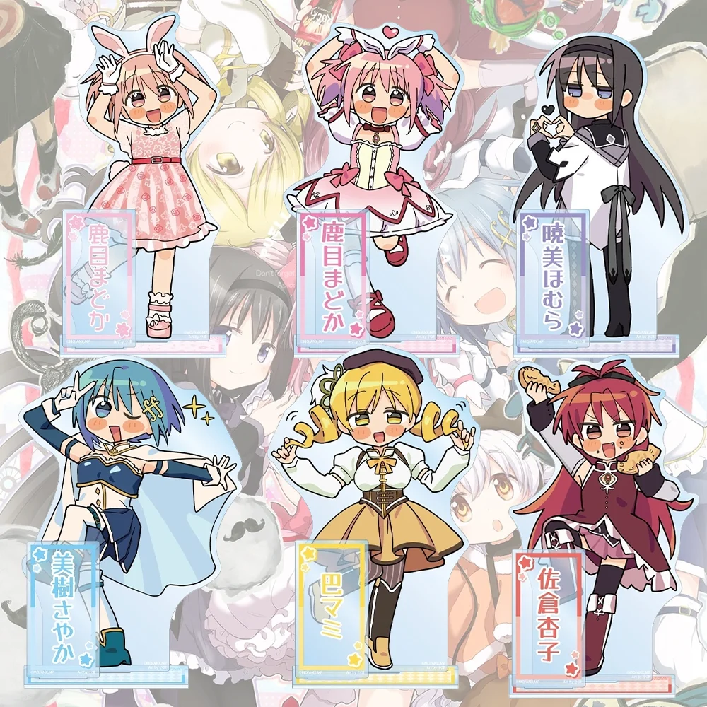 Puella Magi Madoka Magica 15cm Acrylic Stand Keychain ‘Madoka Kaname，Homura Akemi’ Rabbit Ear Series Desk Decor Birthday Gift