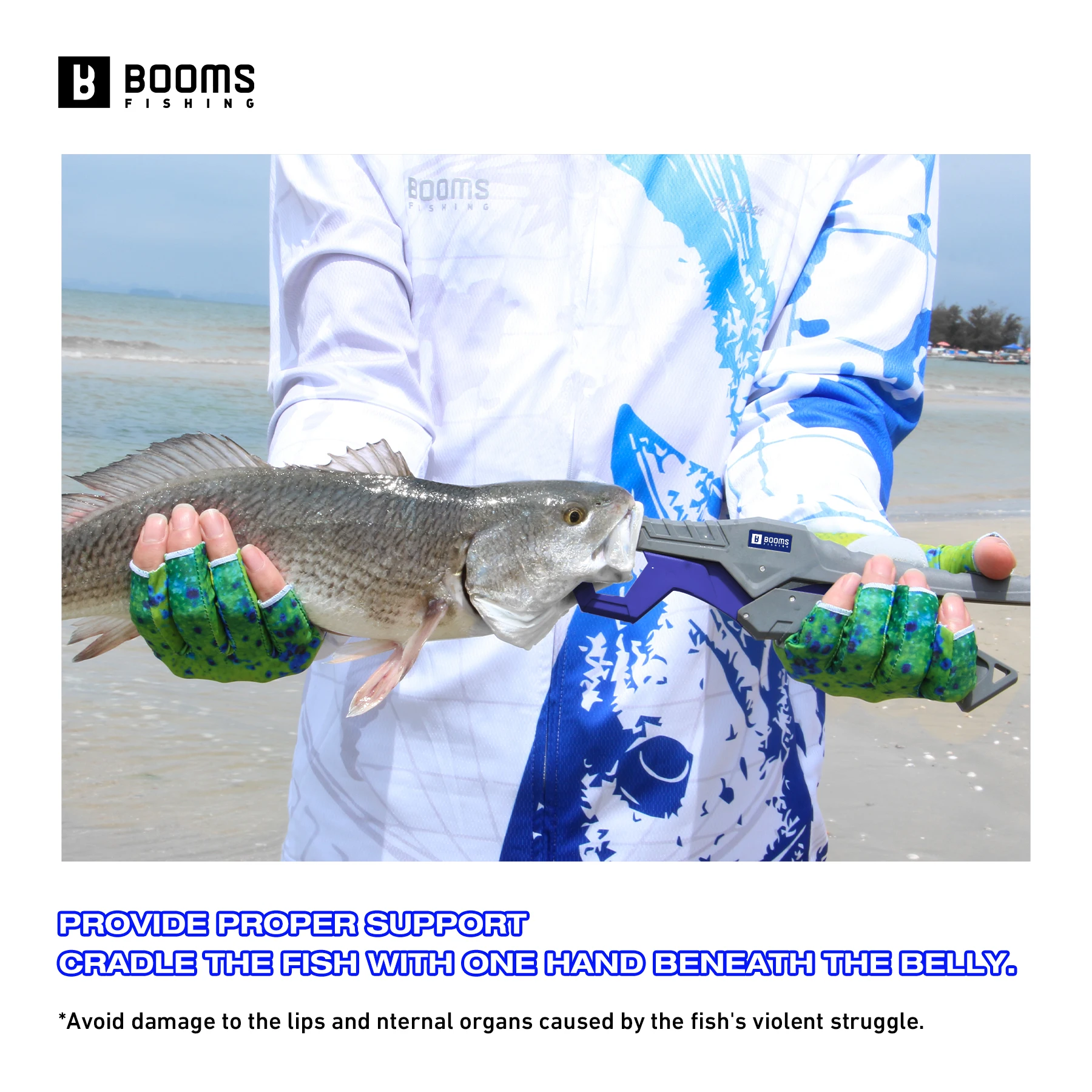 Booms Fishing G05 9.4in Fish Gripper with Lanyard Anti-Rust Anti-Corrosion Grabber Keeper For Fish Grip Fishing Tool Accessories