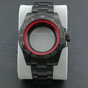 Bilashmart NH35 case 40.5mm black GMT sapphire glass case with seal ring waterproof suitable NH34 NH35 NH36 movement case 20mm strap