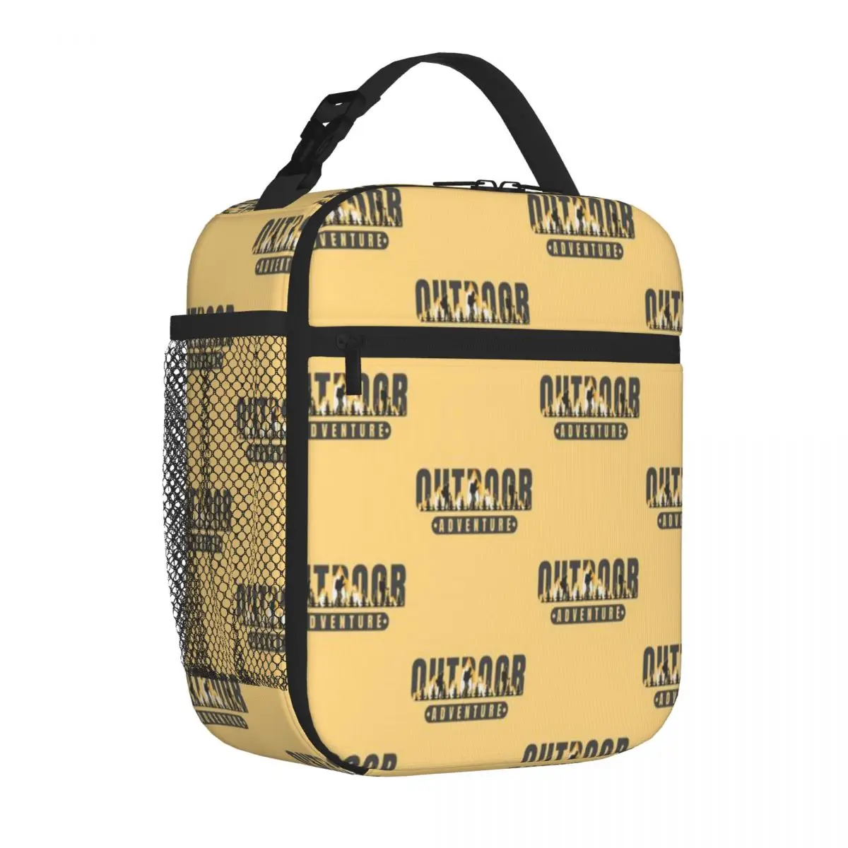 Hot Sale Outdoor Adventure Lettering With Mountains And Hikers Teen Style Travel Lunch Bag Safari Lunch Thermal Food Carrier