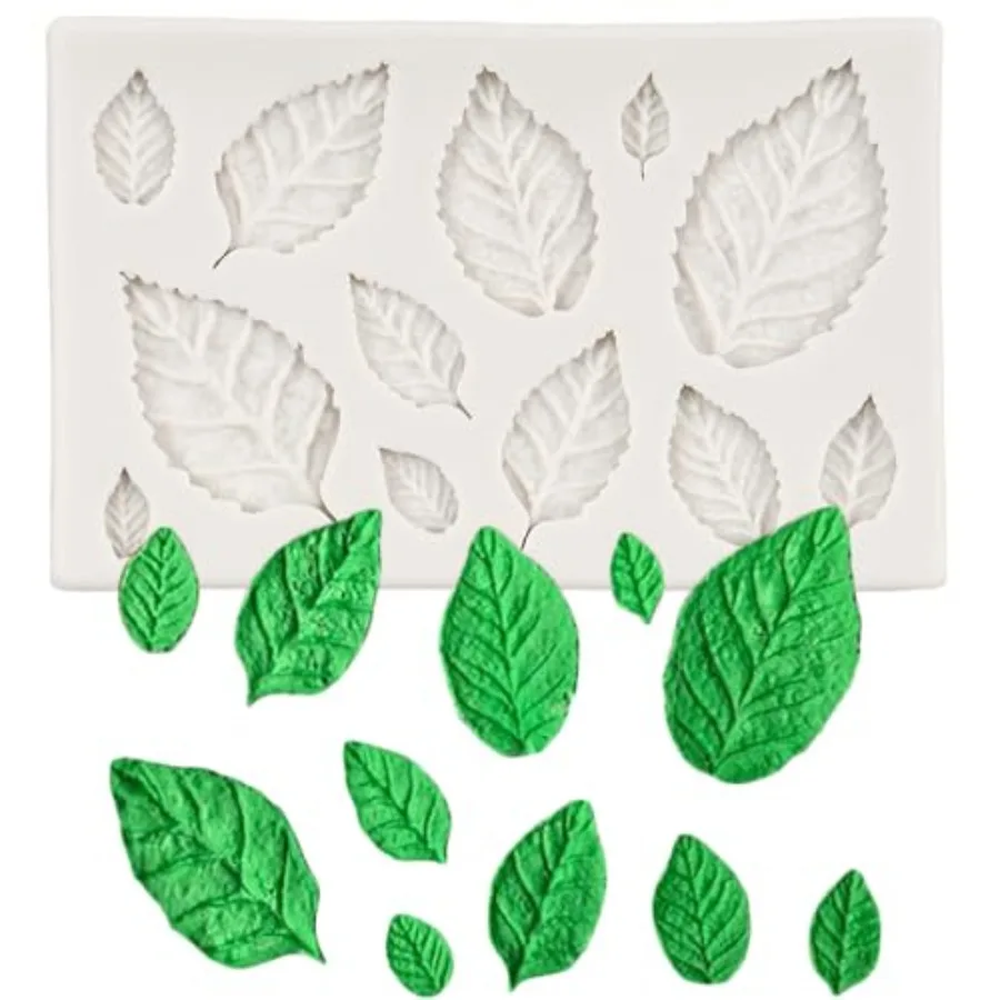 Leaf Silicone Mold Rose Flower Leaf Fondant Mold For Cake Decoration Chocolate Cupcake Topper Gum Paste Candy Polymer Clay