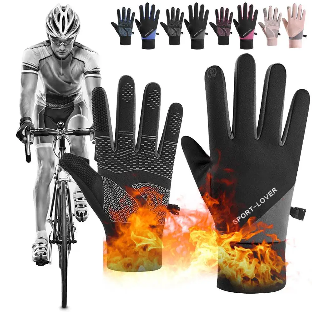 

Winter Cycling Gloves For Men Women Anti-Slip Touch Screen Full Finger Windproof Lining Warm Outdoor Sports Gloves Motorcycle