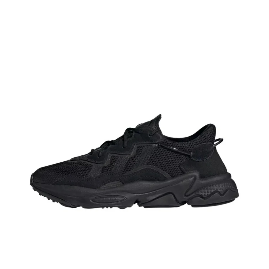Adidas Originals Ozweego Black Warrior Leather Retro Sports Low top Chunky Sneakers Unisex Pure Black EE6999