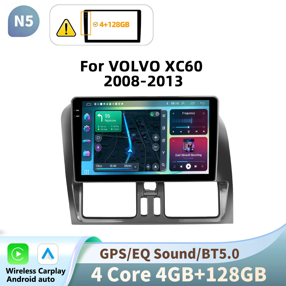 Podofo 2 Din Draadloze Carplay Android Autoradio Multimidia Video Speler Voor VOLVO XC60 2008-2013 GPS Navigatie 2din Auto stereo