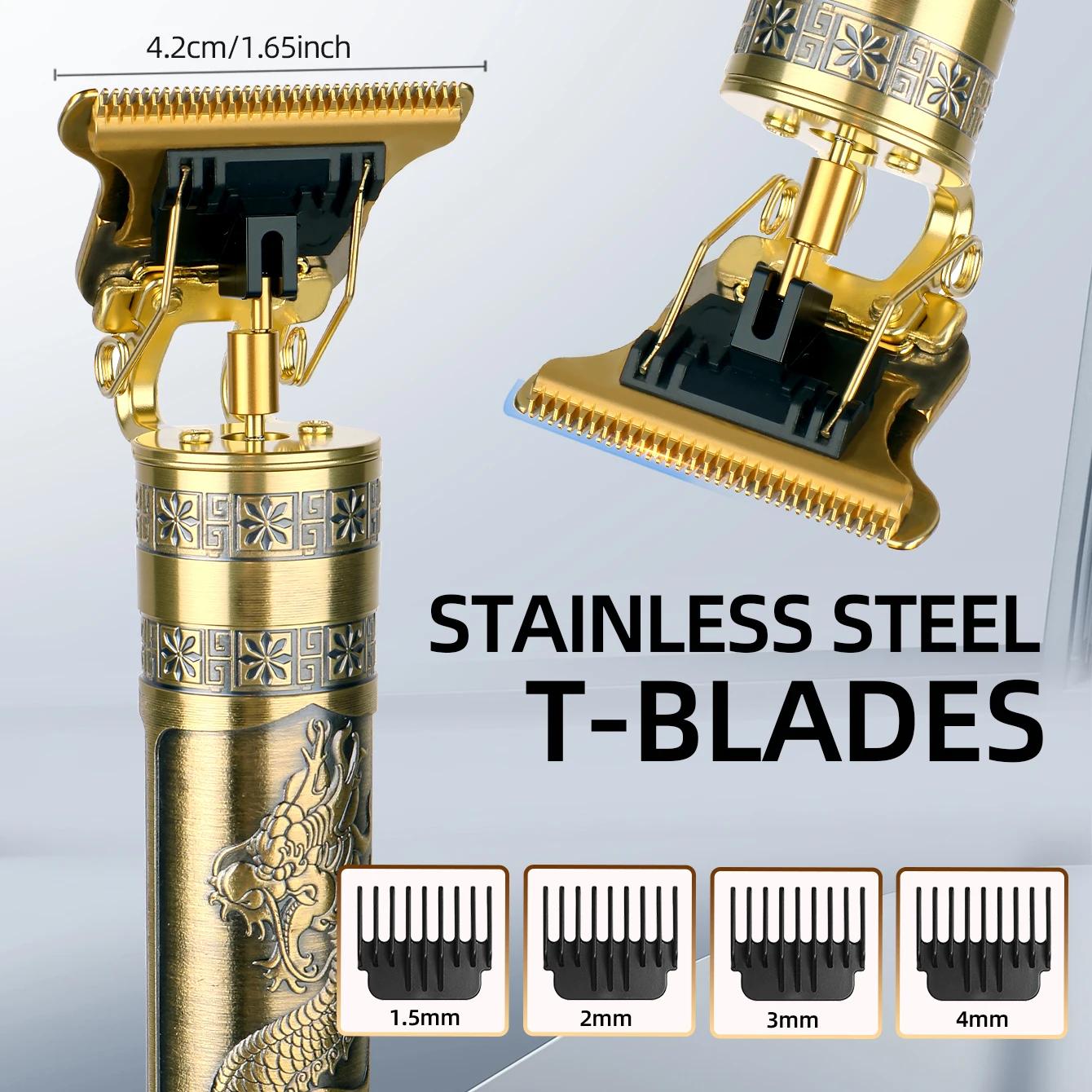 Vintage T9 KiKiDO Professional Cordless Gold Hair Trimmer Salon Barber Clipper Set Rechargeable Precision Carving Shaving Tool