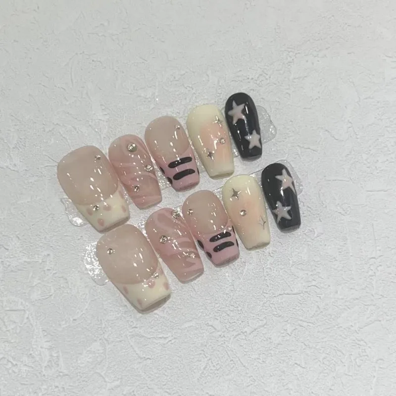 Unhas falsas unhas falsas cobertura completa imprensa em unhas diy puro artesanal removível reutilizável blush conjunto