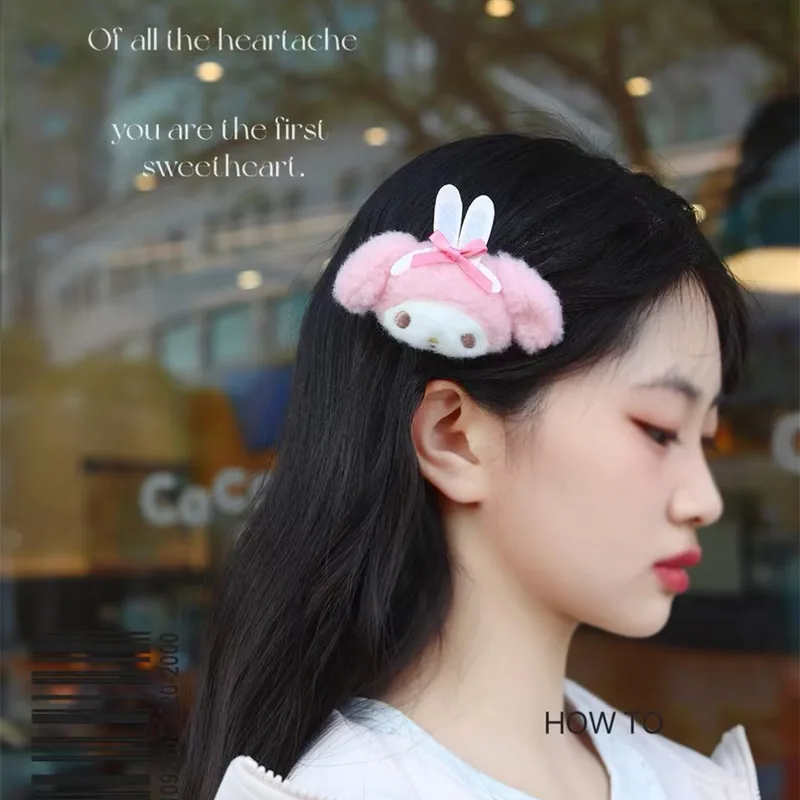 2 Stuks 2025 Japanse Nieuwe Melodie Pluche Haar Clip Kawaii Meisje Haaraccessoires Cartoon Creatieve Kinderen Verjaardagscadeau