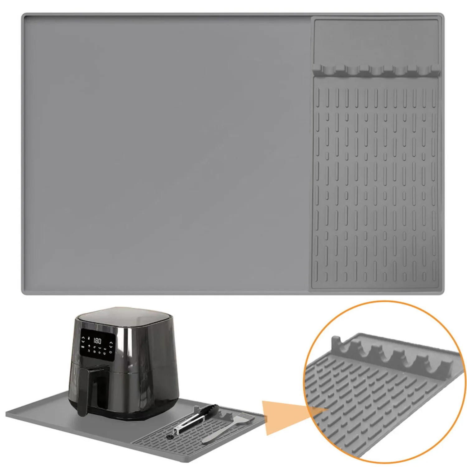 

60x40.5CM Silicone Heat Resistant Mat for Ninja/Cosori/Chefman/Toshiba Coffee Machine/Microwave/Air Fryer Countertop Holder Pad