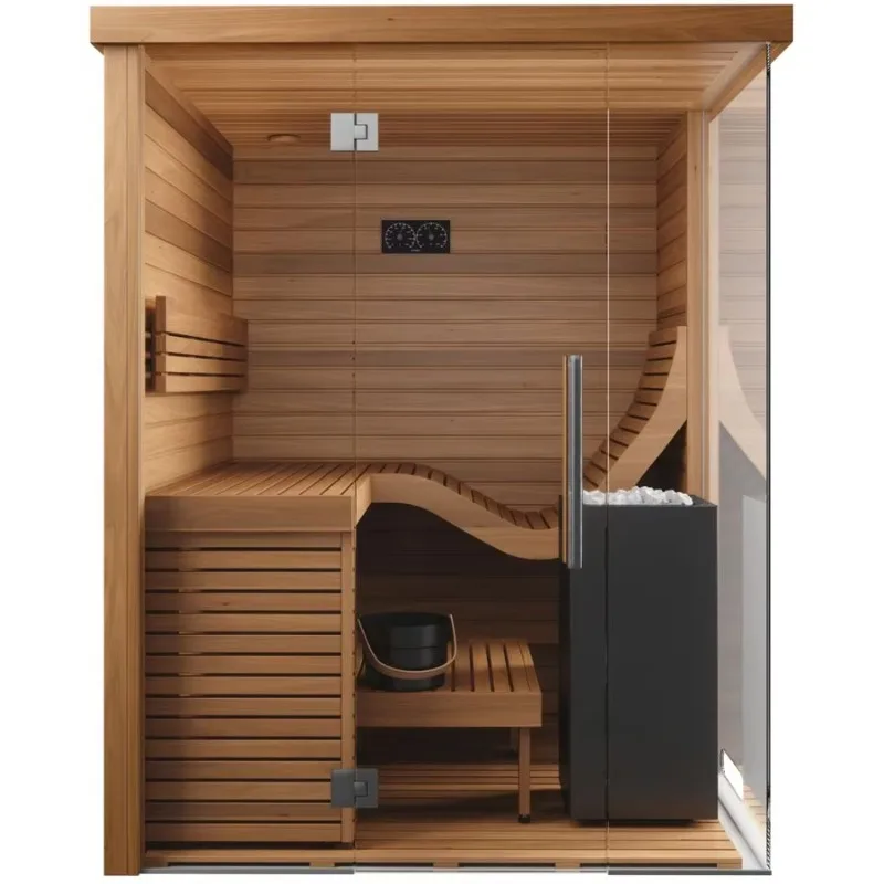 Custom Luxury 2 Person Outdoor Modern Electric Solid Wood Sauna Room with Dry Steam and Infrared Heating