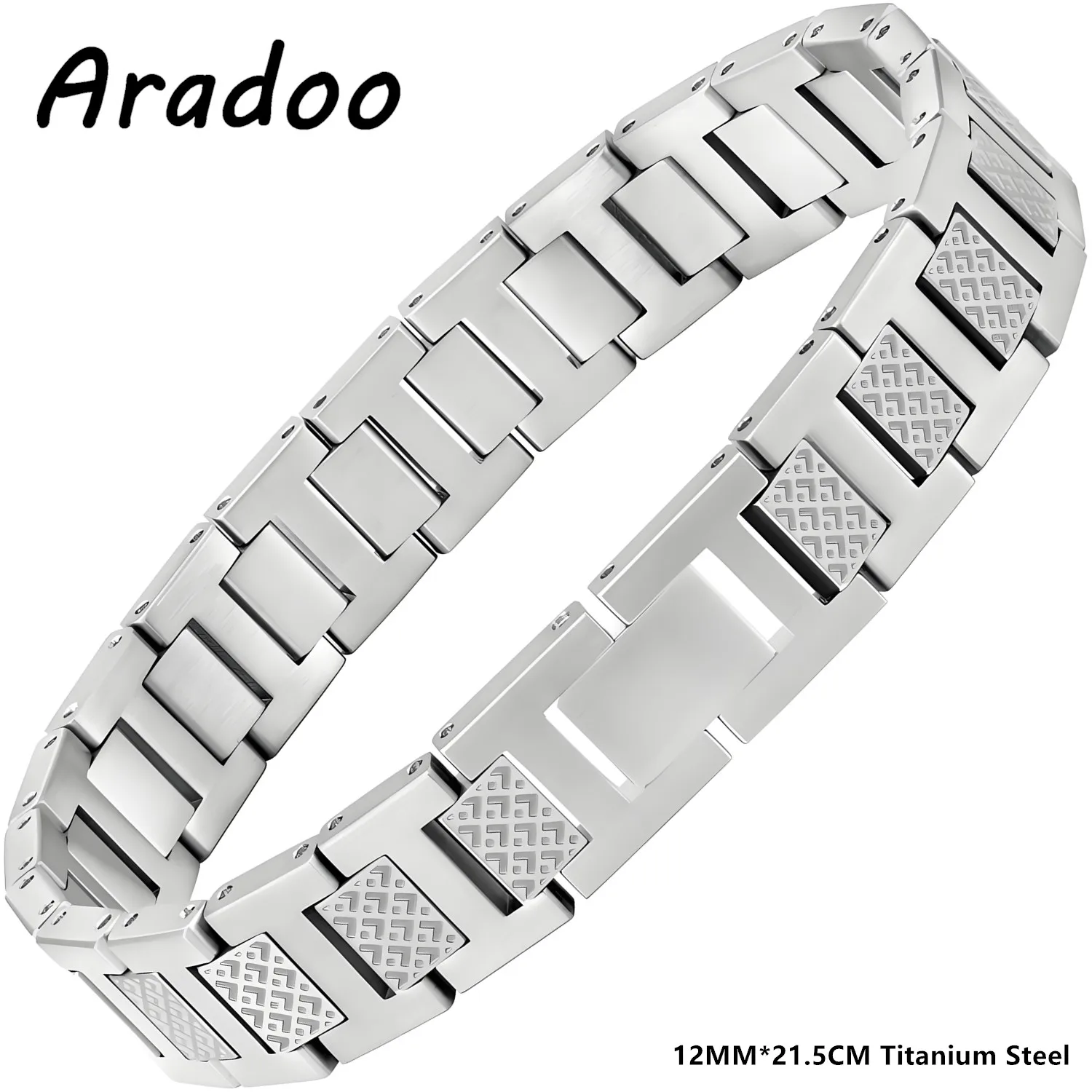 ARADOO Herren-Armband aus Titanstahl mit Krokodilmuster, Gliederkette, Premium-Business-Schmuck, Geschenk