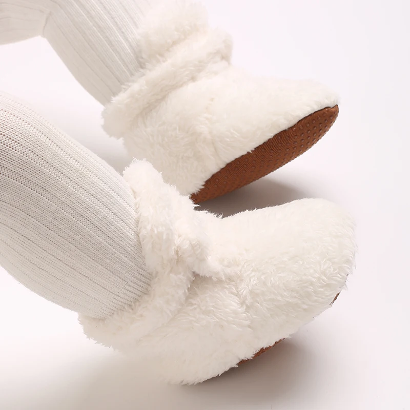Neugeborenes Baby, Junge, Mädchen, weiche Fleece-Booties, Stay On, Säuglingshausschuhe, Socken, Schuh, rutschfester Greifer, Kleinkind-Erstwanderer, Winter-Knöchel – Detail 29