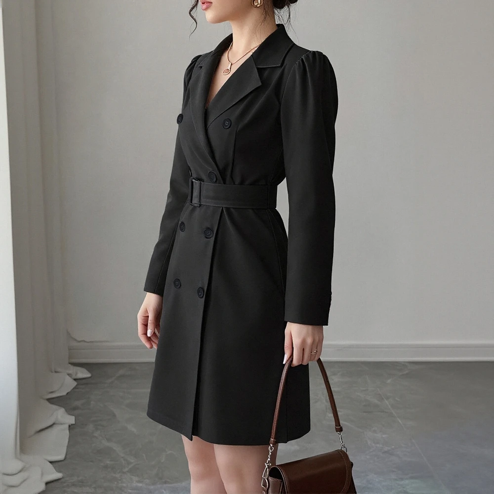 Abito casual a maniche lunghe Abito primaverile Stile autunnale Vestibilità Decorazione a maniche dritte Classifica delle migliori donne gratuite